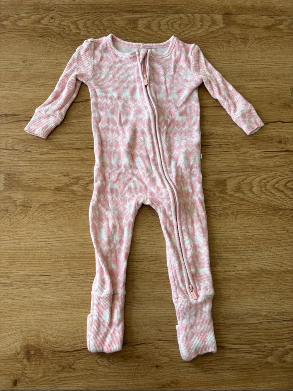 Posh Peanut Pink and White Christmas One-Piece Zip Romper